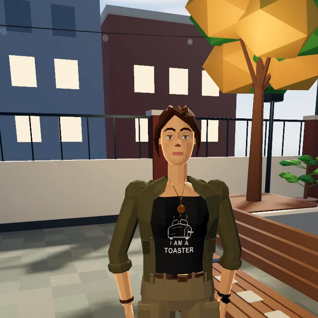 Alex in Westview's courtyard